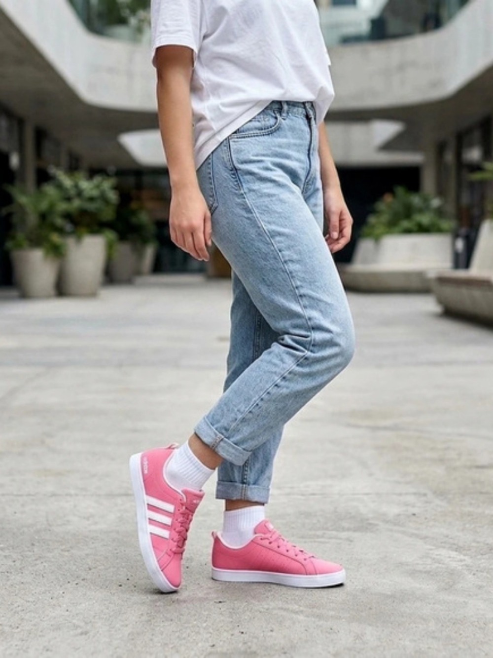 adidas Kids VS Pace 2.0 Pink Fusion White Sneakers | Size 6